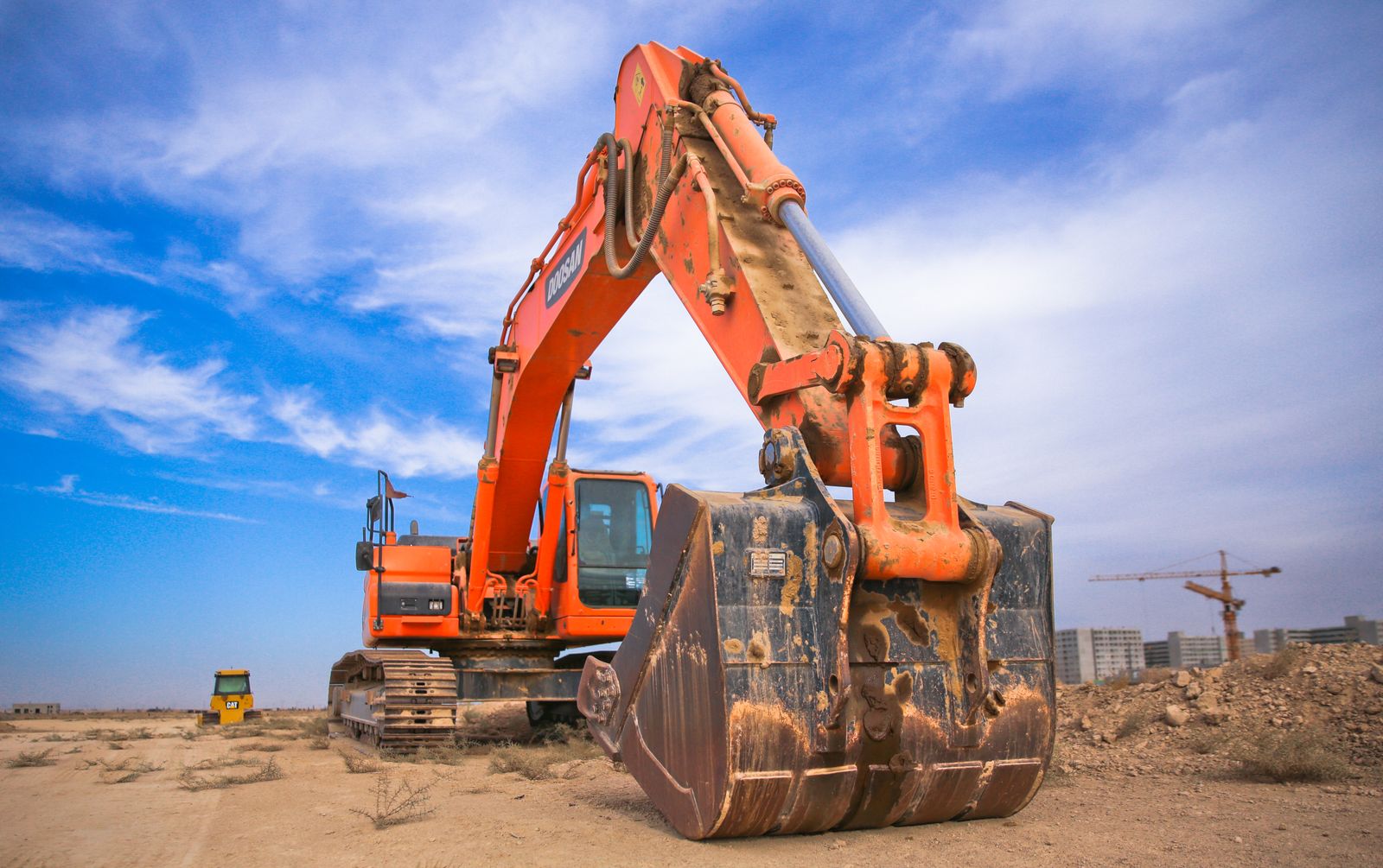 Earth works with an excavator